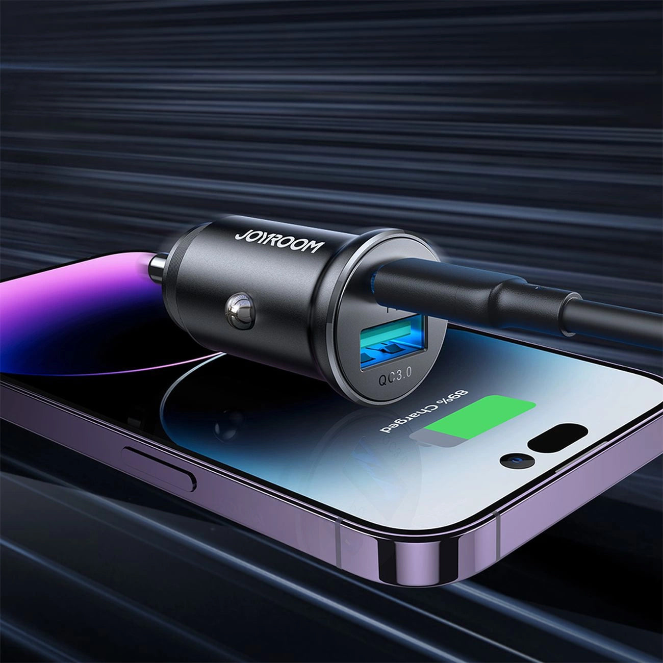 Avtomobilski polnilec Joyroom JR-CCN05, 30W, 3A, 1 x USB-A - 1 x USB-C, črn