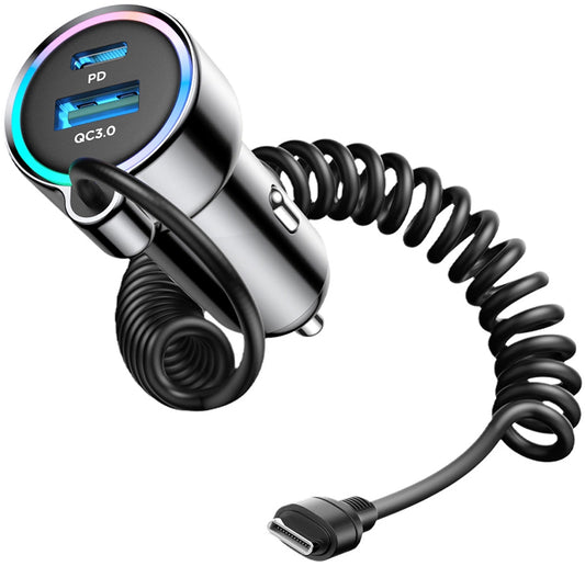 Avtomobilski polnilec z žico USB-C Joyroom JR-CL07, 72W, 3A, 1 x USB-A - 1 x USB-C, črn