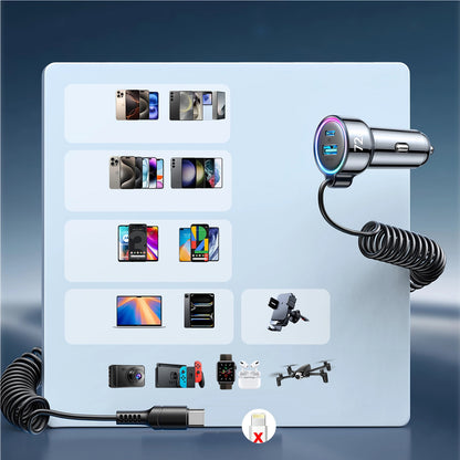 Avtomobilski polnilec z žico USB-C Joyroom JR-CL07, 72W, 3A, 1 x USB-A - 1 x USB-C, črn