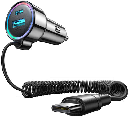 Avtomobilski polnilec z žico USB-C Joyroom JR-CL07, 72W, 3A, 1 x USB-A - 1 x USB-C, črn