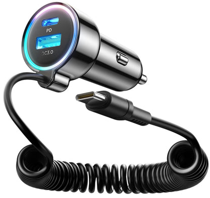 Avtomobilski polnilec z žico USB-C Joyroom JR-CL07, 72W, 3A, 1 x USB-A - 1 x USB-C, črn