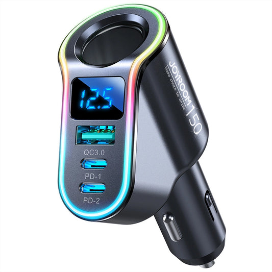 Avtomobilski polnilec Joyroom JR-CL21, 150W, 3A, 1 x Razširitev vžigalnika - 1 x USB-A - 2 x USB-C, Črn