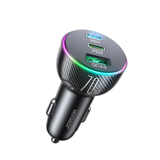 Avtomobilski polnilec Joyroom JR-CL26, 70W, 4.8A, 1 x USB-A - 2 x USB-C, črn