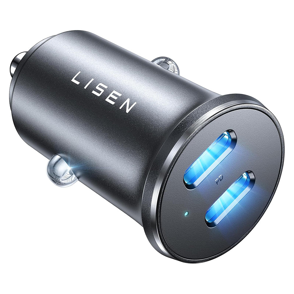 Lisen Car Charger, 45W, 3A, 2 x USB-C, Black YL0223080007