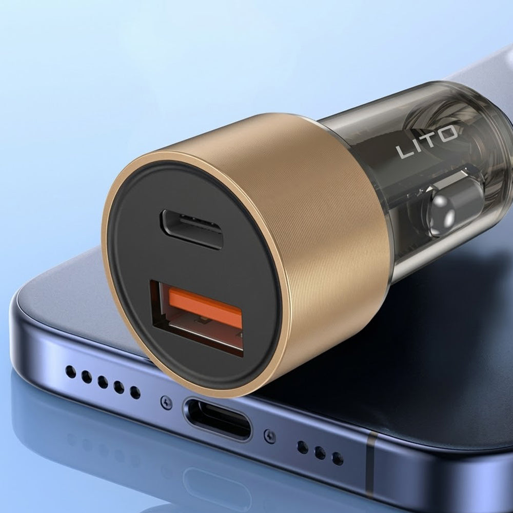 Lito IN-C04 Car Charger, 52W, 3A, 1 x USB-A - 1 x USB-C, Black