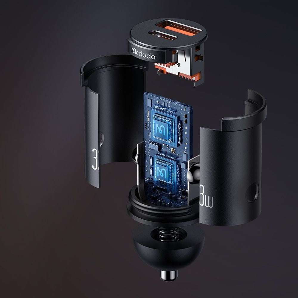 Avtomobilski polnilec McDodo CC-2320 Cool, 33W, 3A, 1 x USB-A - 1 x USB-C, črn
