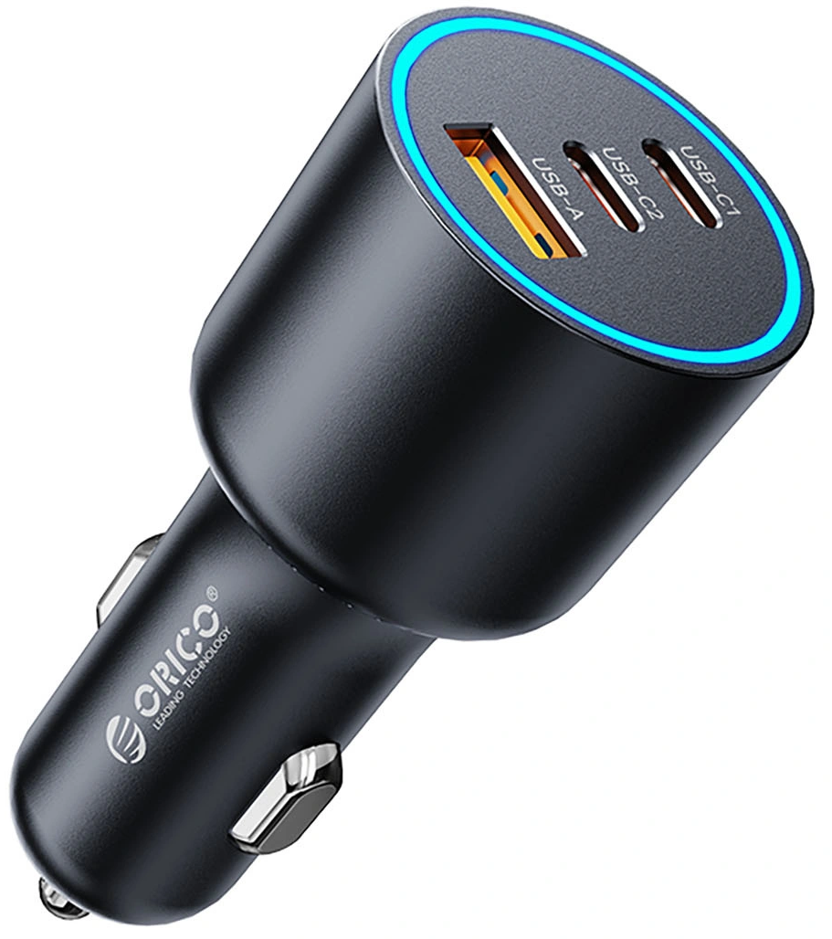 Avto polnilec Orico HyperDrive, 165W, 5A, 1 x USB-A - 2 x USB-C, Črn