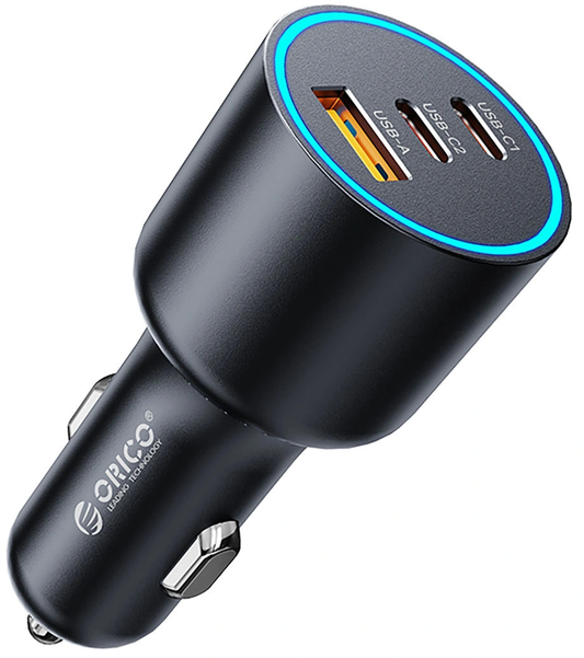 Avto polnilec Orico HyperDrive, 165W, 5A, 1 x USB-A - 2 x USB-C, Črn