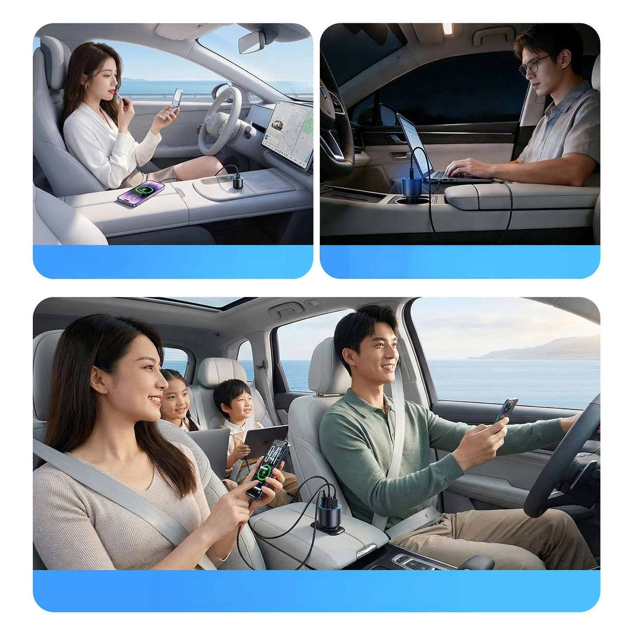 Avto polnilec Orico HyperDrive, 165W, 5A, 1 x USB-A - 2 x USB-C, Črn