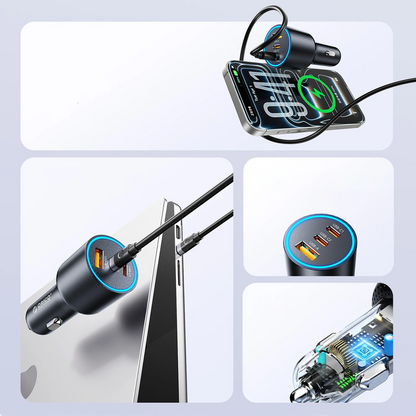 Avto polnilec Orico HyperDrive, 165W, 5A, 1 x USB-A - 2 x USB-C, Črn