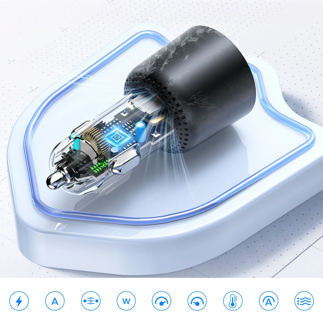 Avto polnilec Orico HyperDrive, 165W, 5A, 1 x USB-A - 2 x USB-C, Črn