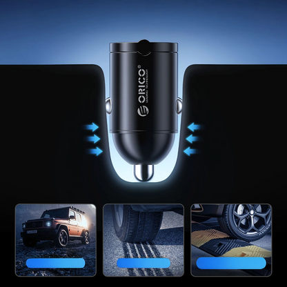 Avto polnilec Orico MiniRing, 30W, 3A, 2 x USB-C, Črn