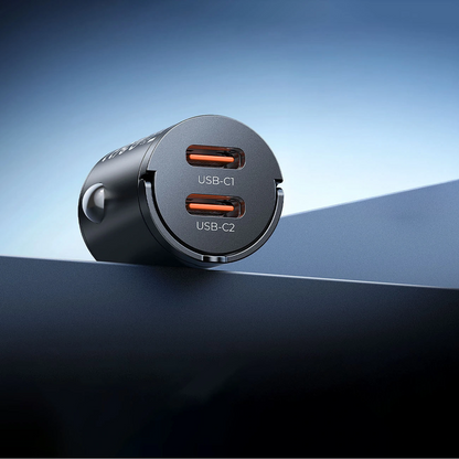 Avto polnilec Orico MiniRing, 30W, 3A, 2 x USB-C, Črn