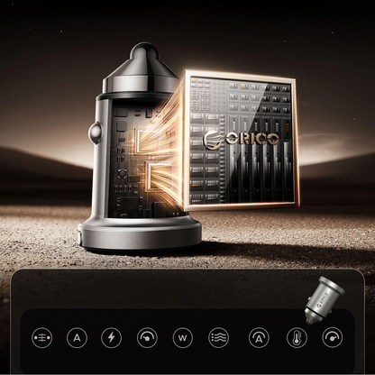 Orico MiniRing Pro Car Charger, 45W, 3A, 1 x USB-A - 1 x USB-C, Silver