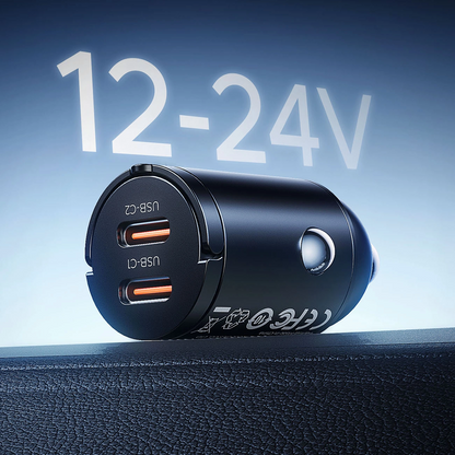 Avto polnilec Orico MiniRing, 30W, 3A, 2 x USB-C, Črn