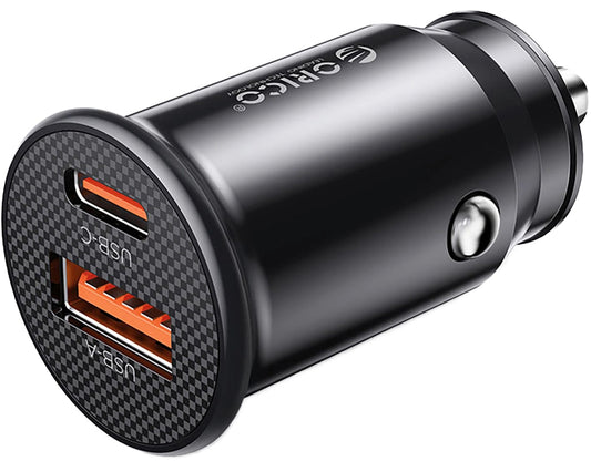 Avto polnilec Orico PowerMini, 30W, 3A, 1 x USB-A - 1 x USB-C, Črn