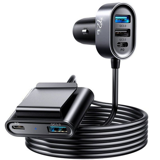 Avtomobilski polnilec Joyroom JR-CL05, 72W, 3A, 2 x USB-C - 3 x USB-A, Črn