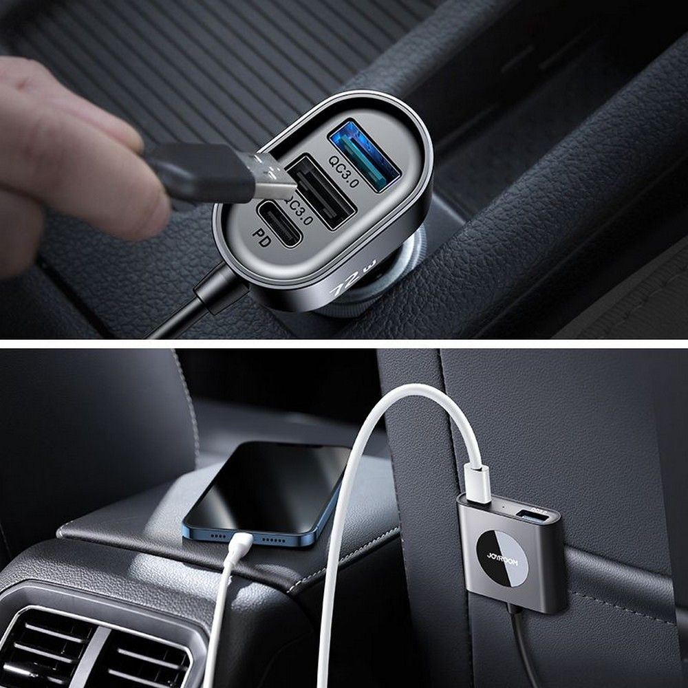Avtomobilski polnilec Joyroom JR-CL05, 72W, 3A, 2 x USB-C - 3 x USB-A, Črn