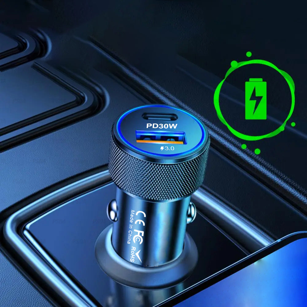 Avtomobilski polnilec Techsuit C2 VoltDuo, 30W, 3A, 1 x USB-A - 1 x USB-C, črn