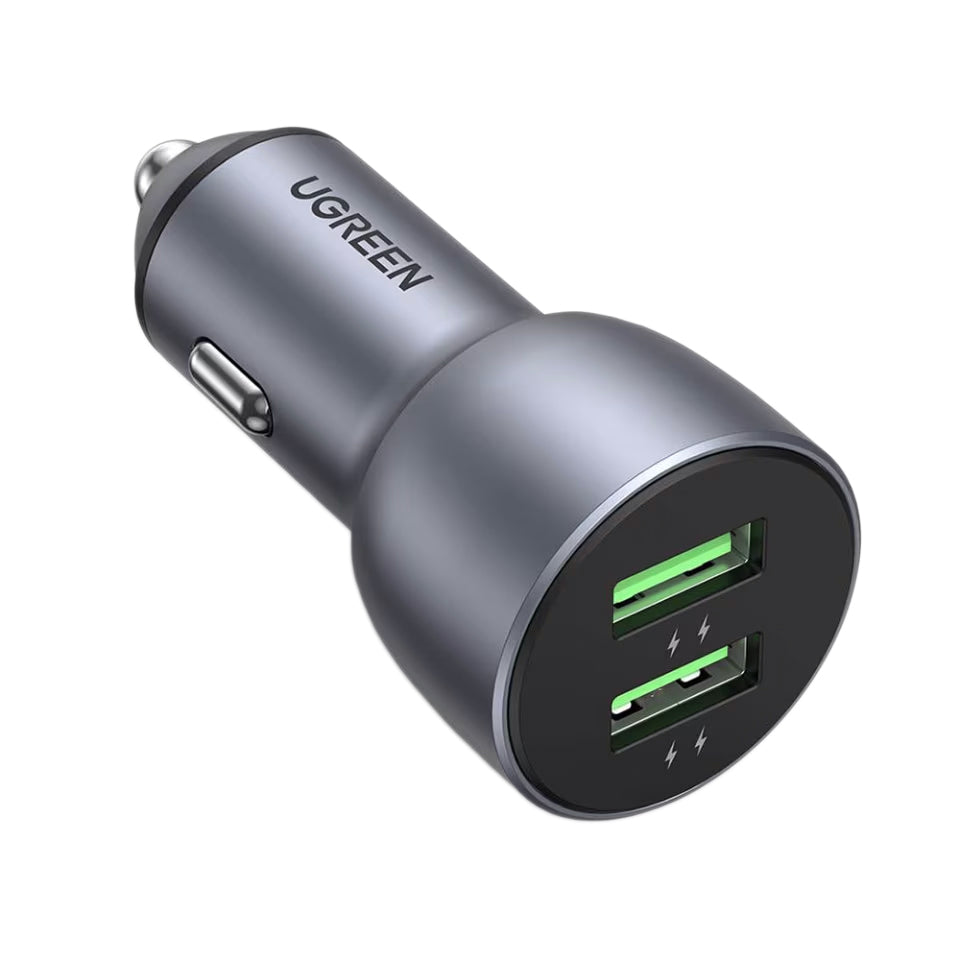 Avtomobilski polnilnik UGREEN CD213, 36W, 3A, 2 x USB-A, siva 