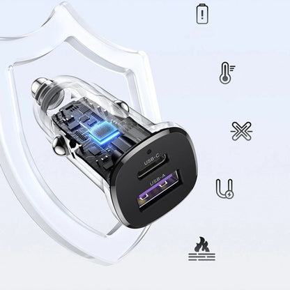 Avtomobilski polnilec UGREEN EC305, 30W, 3A, 1 x USB-A - 1 x USB-C, črn