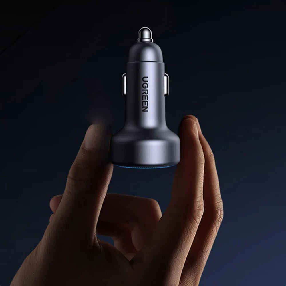 Avtomobilski polnilec UGREEN EC307, 30W, 3A, 1 x USB-A - 2 x USB-C, Siv