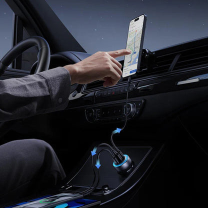 Avtomobilski polnilec UGREEN EC307, 30W, 3A, 1 x USB-A - 2 x USB-C, Siv