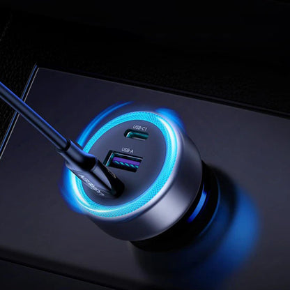 Avtomobilski polnilec UGREEN EC307, 30W, 3A, 1 x USB-A - 2 x USB-C, Siv