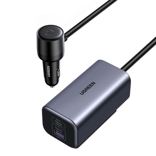 Avtomobilski polnilec UGREEN EC706, 150W, 5A, 1 x USB-A - 3 x USB-C, Črn
