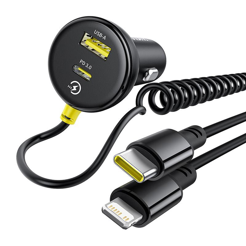 Avtomobilski polnilec z USB-C / Lightning kablom Baseus Circular, 60W, 3A, 1 x USB-A - 1 x USB-C, Črn C00035902121-00