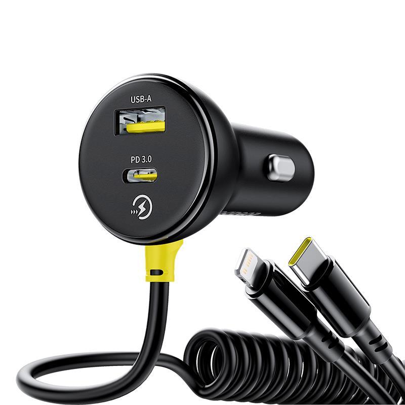 Avtomobilski polnilec z USB-C / Lightning kablom Baseus Circular, 60W, 3A, 1 x USB-A - 1 x USB-C, Črn C00035902121-00