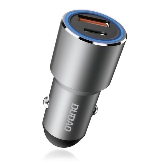 Avto polnilec Dudao R4PQ, 22,5W, 3A, 1 x USB-A - 1 x USB-C, Siva
