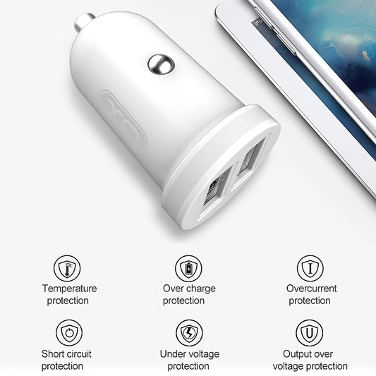 XO Design CC-18 Car Charger, 10.5W, 2.1A, 2 x USB-A, White