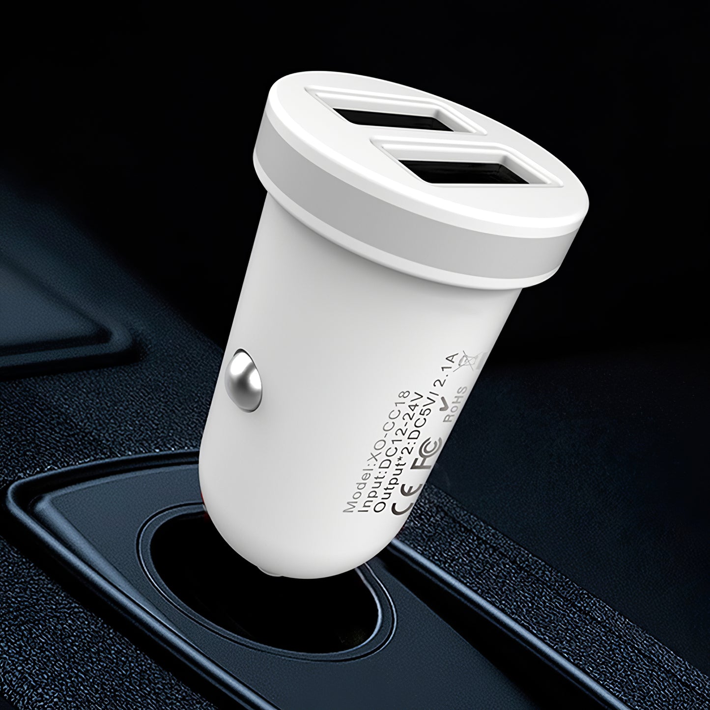Avtomobilski polnilec XO Design CC-18, 10.5W, 2.1A, 2 x USB-A, Bel