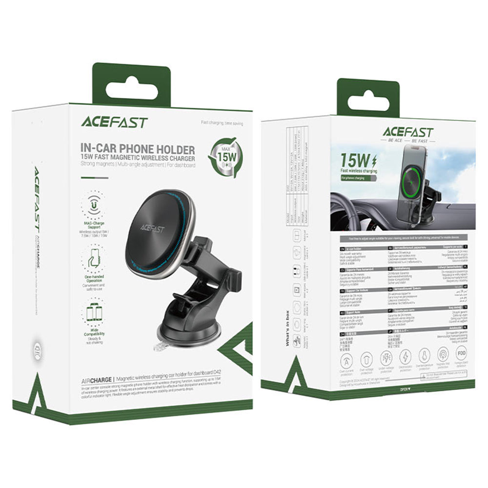 Brezžični avtomobilski polnilec Acefast D42, 15W, 1.67A, Srebrn.