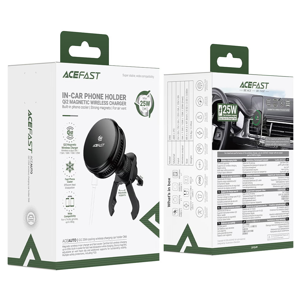Brezžični avto polnilec Acefast D66, 25W, črn