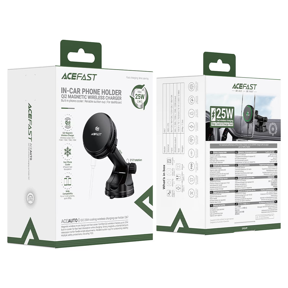 Brezžični avto polnilec Acefast D67, 25W, črn
