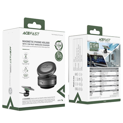 Brezžični avtomobilski polnilec Acefast E29, 15W, 1.67A, Siv