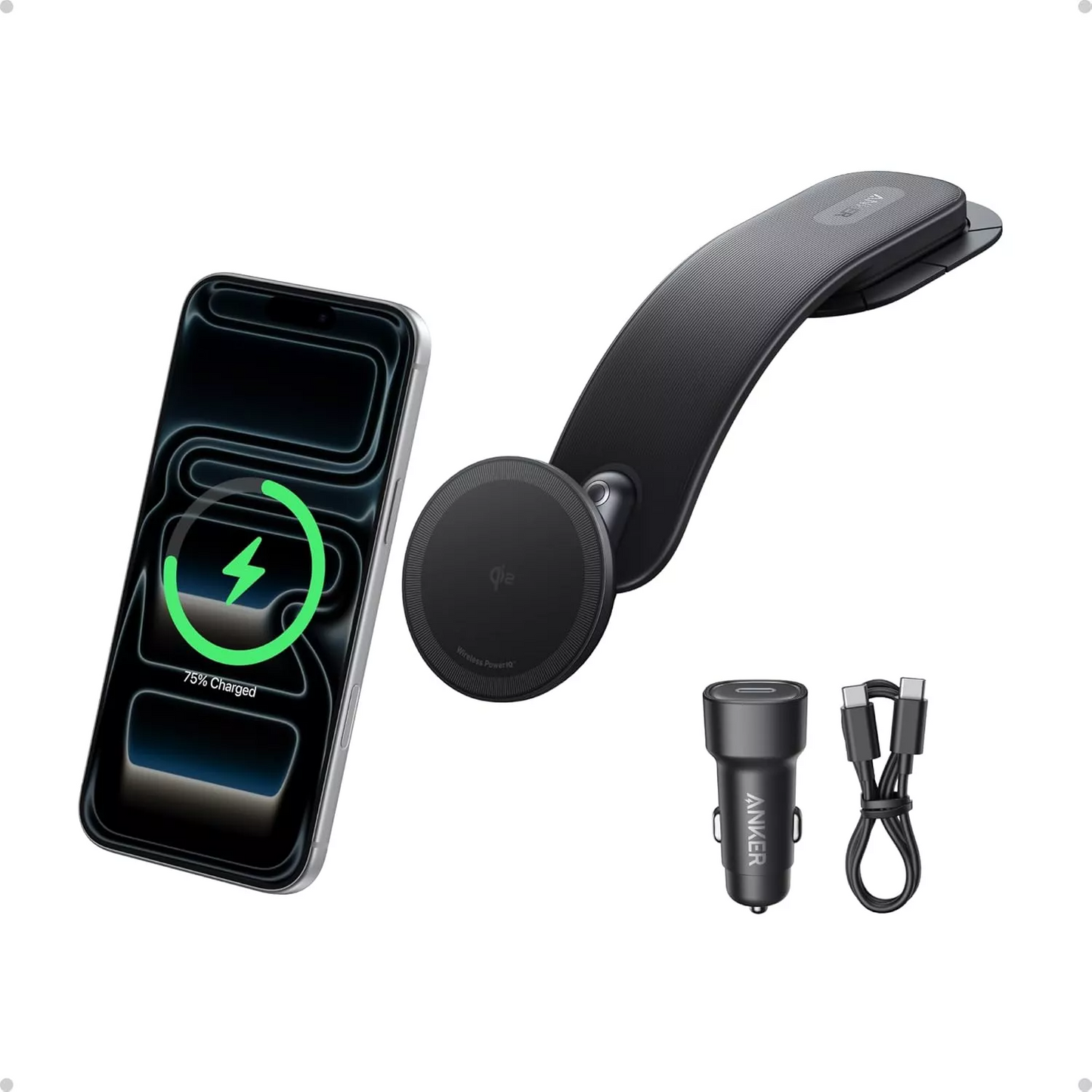 Brezžični avtomobilski polnilec Anker Nano, 15W, 1.67A, črn B2216H11