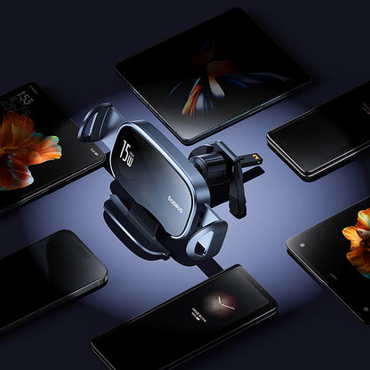 Brezžični avtomobilski polnilec Baseus LightChaser, 15W, 1.67A, črn, ponovno zapakiran C40355901111-00