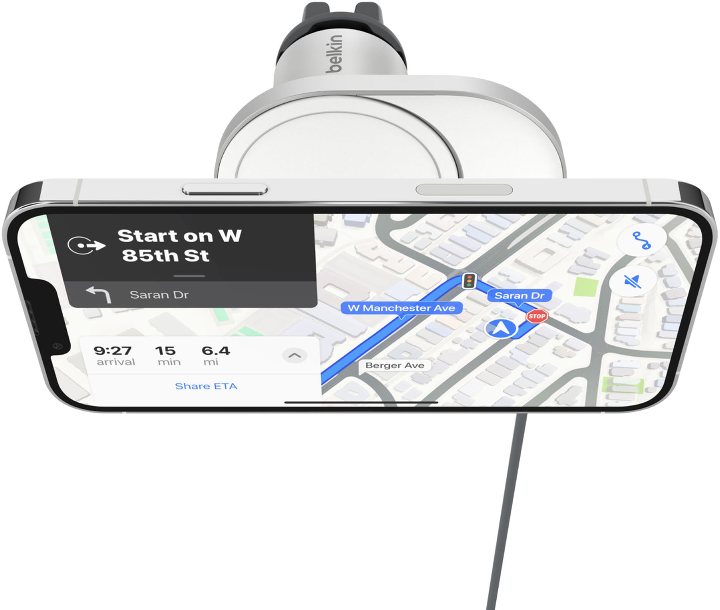 Belkin BoostCharge Pro Wireless Car Charger, 15W, 1.67A, White WIC008btGR-V2