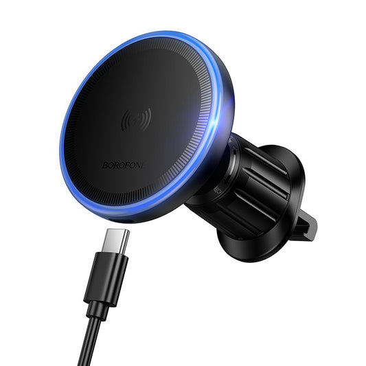Brezžični avtomobilski polnilec Borofone BH224 Flash, 15W, 1.67A, črn
