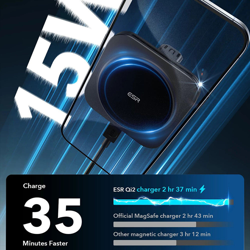 Brezžični avtomobilski polnilec ESR HaloLock Vent, 15W, 1.67A, črn