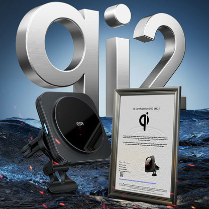 Brezžični avtomobilski polnilec ESR HaloLock Vent, 15W, 1.67A, črn