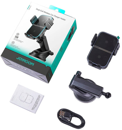 Brezžični avtomobilski polnilec Joyroom JR-ZS246s, 15W, 1.67A, Črn