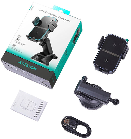 Brezžični avtomobilski polnilec Joyroom JR-ZS246s, 15W, 1.67A, Črn