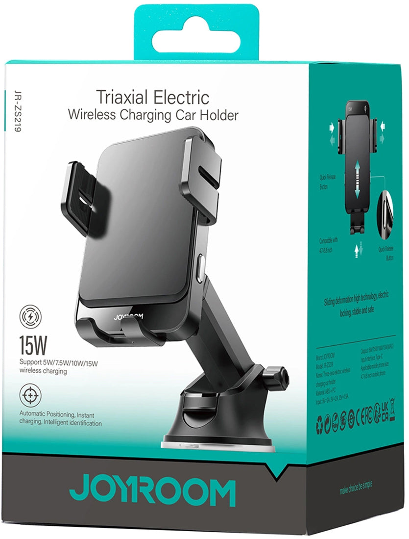 Brezžični avtomobilski polnilec Joyroom JR-ZS219, 15W, 1.67A, črn