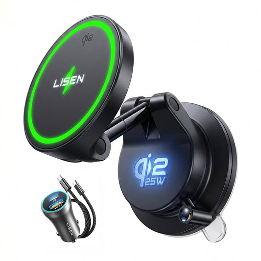 Brezžični avto polnilec Lisen W608 Pro, 25W, črn YL0225090001