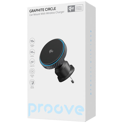 Brezžični avtomobilski polnilec Proove Graphite Circle, 15W, 1.67A, Črn WHGC15010001