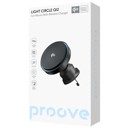 Brezžični avtomobilski polnilec Proove Light Circle, 15W, 1.67A, Siv WHLC15010002